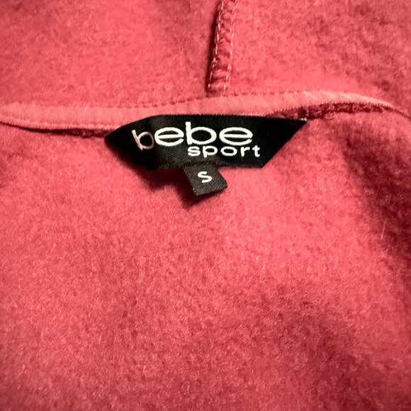Bebe Sport Womens Full Zip Hoodie Burgundy Gold Logo Sweatshirt - Picture 7 of 8